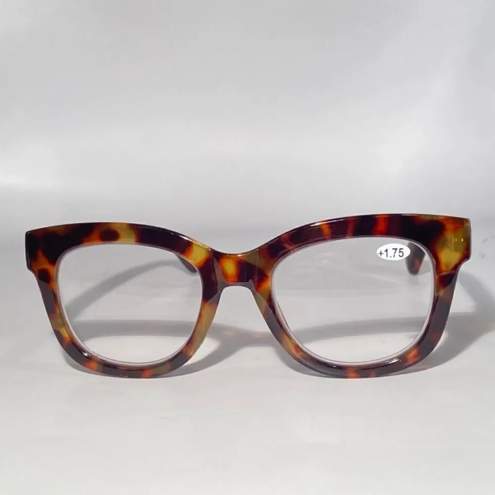 1138 Mona Reading Glasses 1.75 Sq Eyeglasses Tortoise Frames Readers NWT